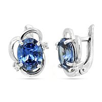 Серьги серебряные с танзанитом синт.и куб.цирконом