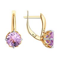 Серьги золотые с аметистами