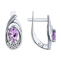 Серьги серебряные с аметистами и фианитами