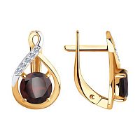 Серьги золотые с гранатами и фианитами