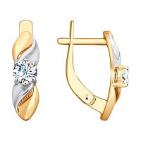 Серьги золотые с фианитами
