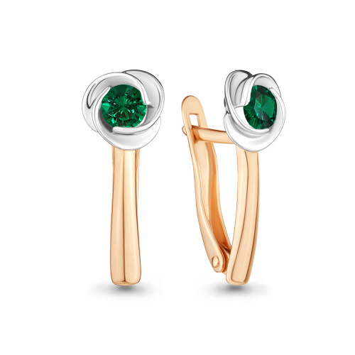 Серьги позолоченные с наноизумрудами Серьги позолоченные с наноизумрудами